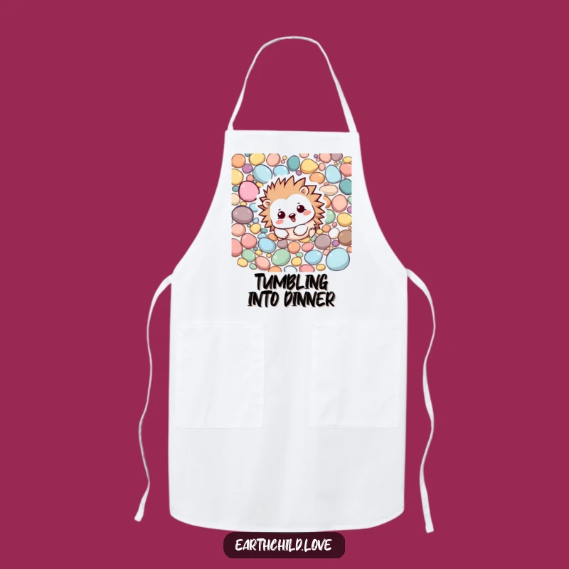 Funny Kawaii Hedgehog Apron - Playful Kitchen Wear for Pebble Lovers