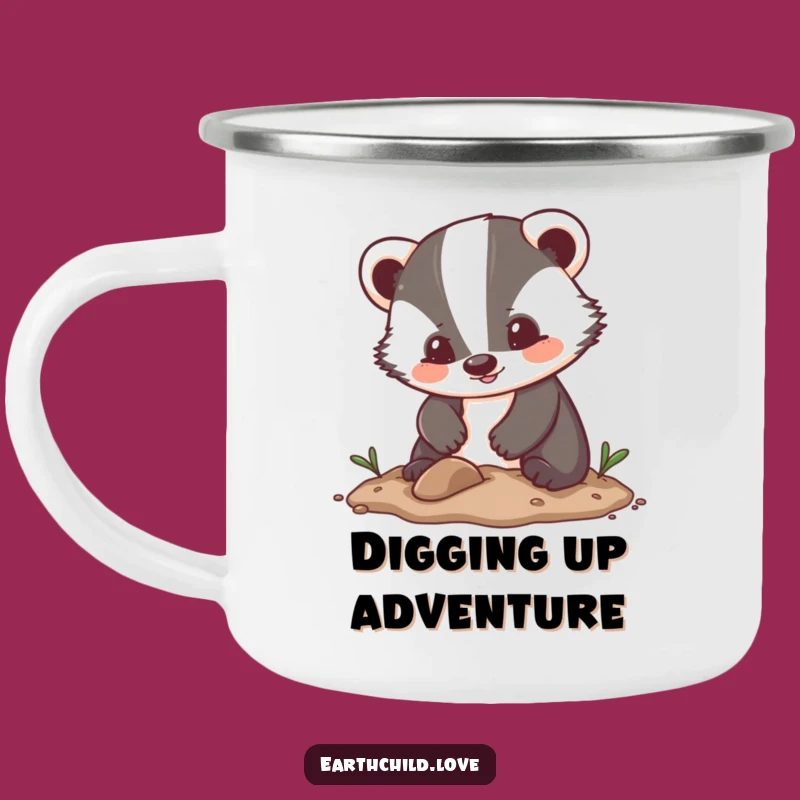 Funny Kawaii Camping Mug: Digging Badger for Outdoor, Funny Adventures