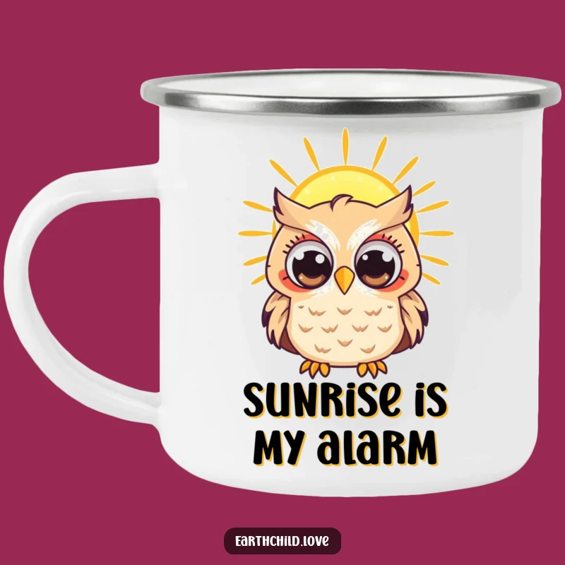Funny Kawaii Owl Sun Camping Mug - Outdoor Coffee Cup for Curious Explorers