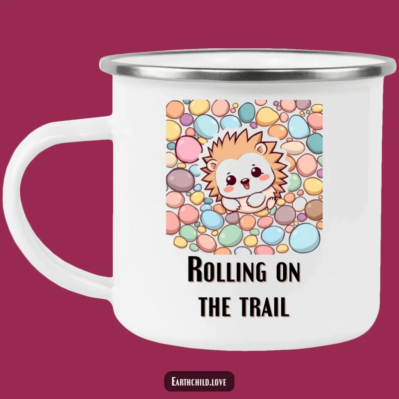 Funny Kawaii Hedgehog Camping Mug - Outdoor Pebble Rolling Coffee Cup