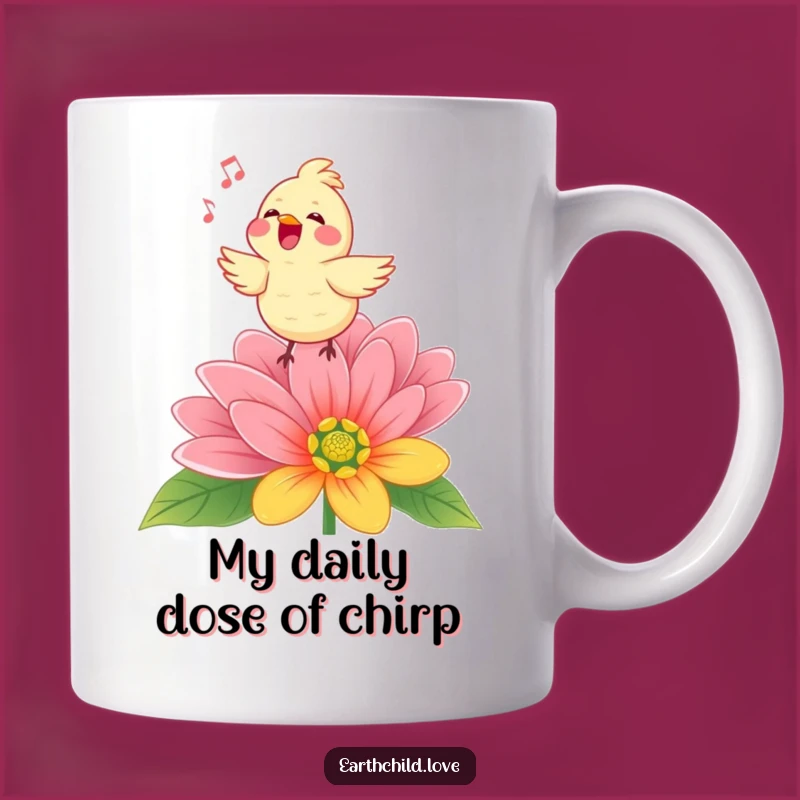 Funny Kawaii Singing Bird Mug Gift - Adorable Avian Melody Delight on Flower Mug