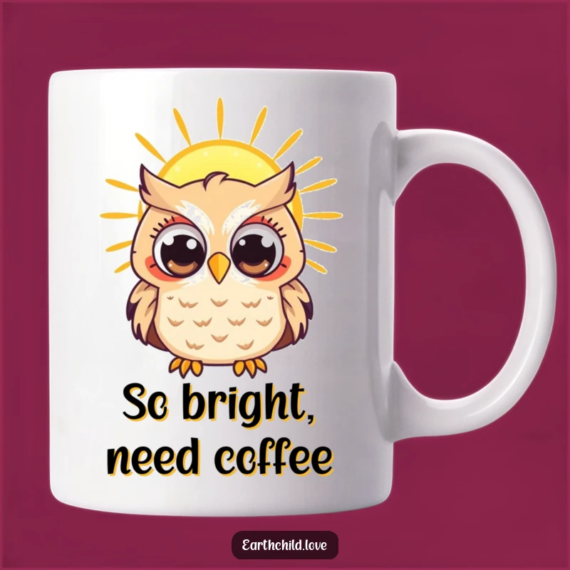 Funny Kawaii Owl Sun Mug Gift - Curious Owl Watching Sunlight Coffee Cup