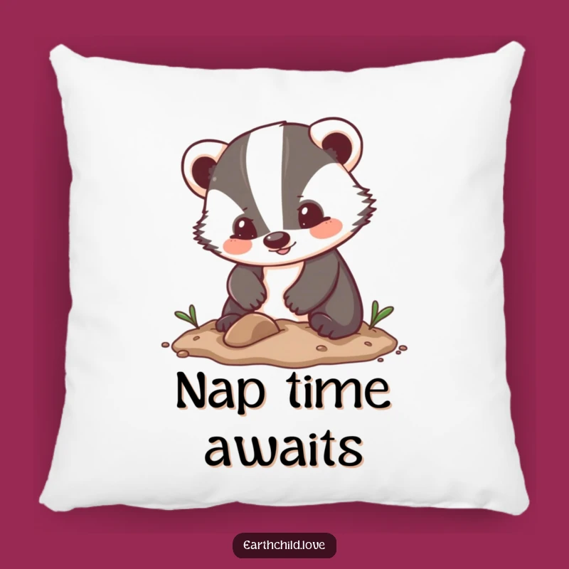 Funny Cushion: Kawaii Badger Digging for Comfy, Funny Home Decor