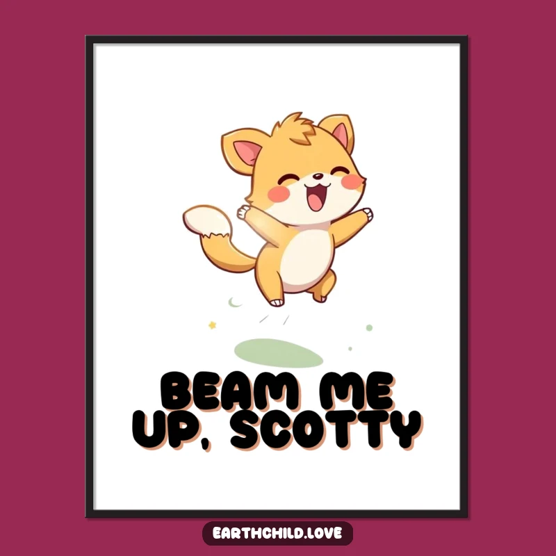 Funny Animal Sunbeam Leaper Digital Print: Energetic Wall Art Gift