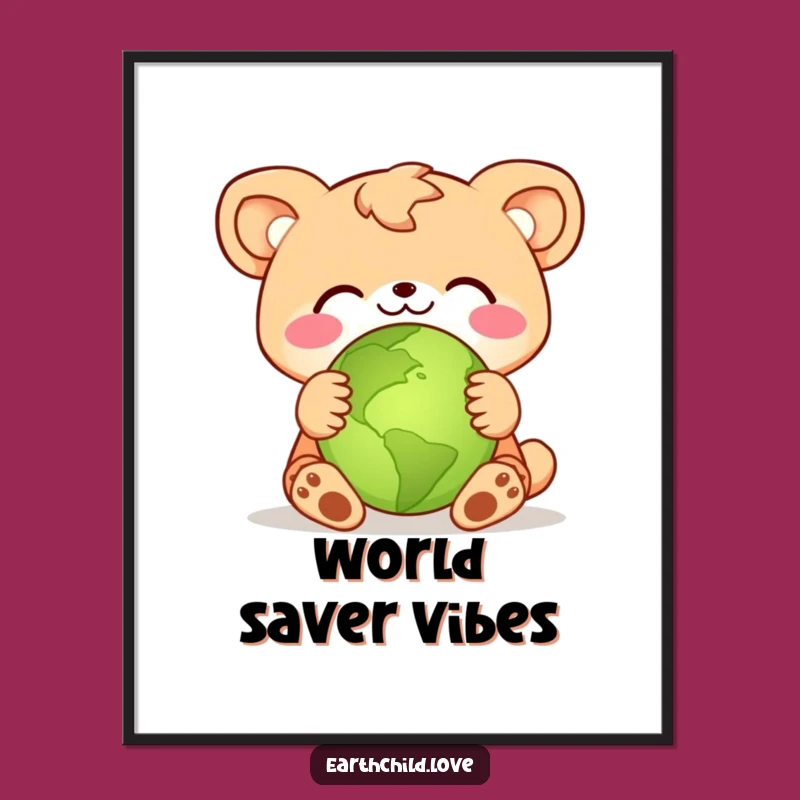 Funny Animal Planet Hug Digital Print: Hilarious Eco-Art for Instant Decor Gift