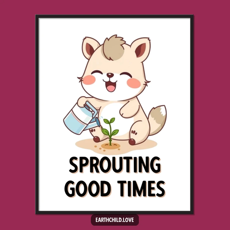 Funny Animal Gardener Digital Print: Hilarious Wall Art for Plant Lovers Gift