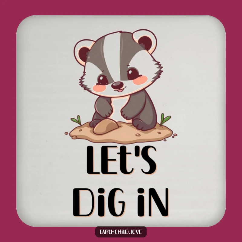 Funny Kawaii Coasters: Badger Digging for Cute, Funny Table Protection
