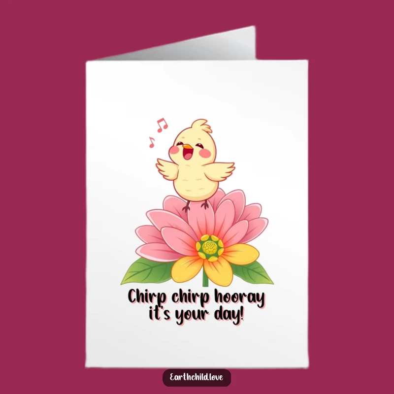 Free Printable Kawaii Bird Singing Birthday Card - Funny Downloadable Songbird Gift