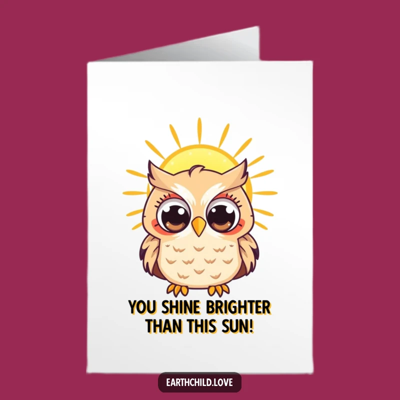 Free Printable Kawaii Owl Sun Congrats Card - Funny Downloadable Wise Gift