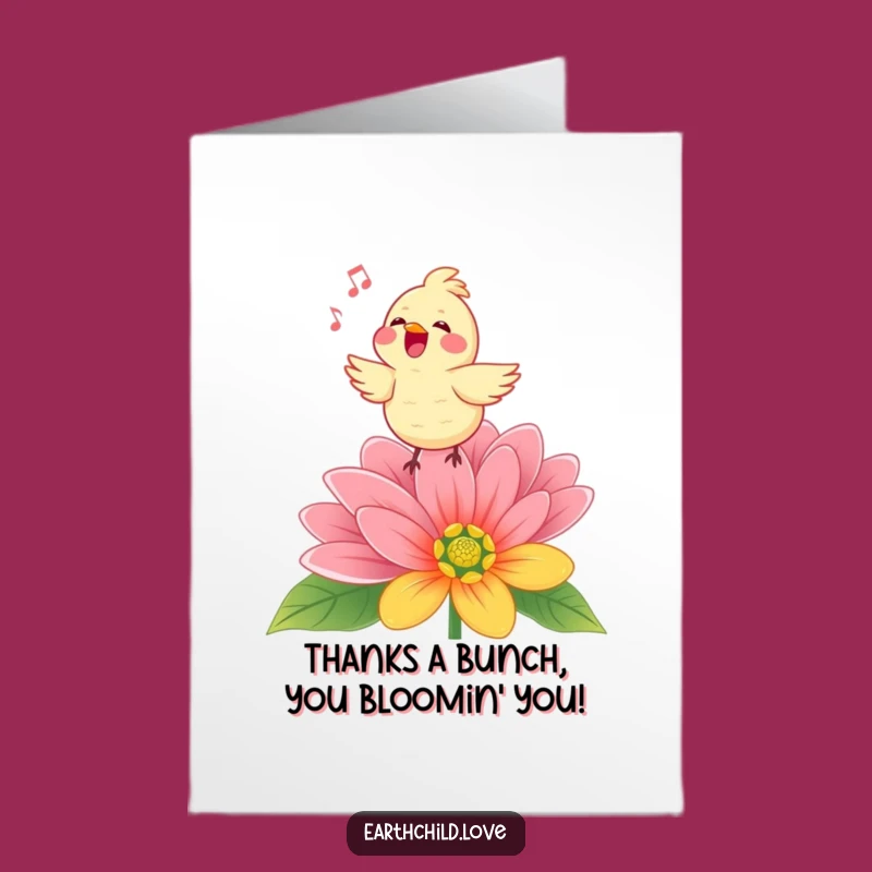 Free Printable Kawaii Bird Thank You Card - Funny Downloadable Melody Gift