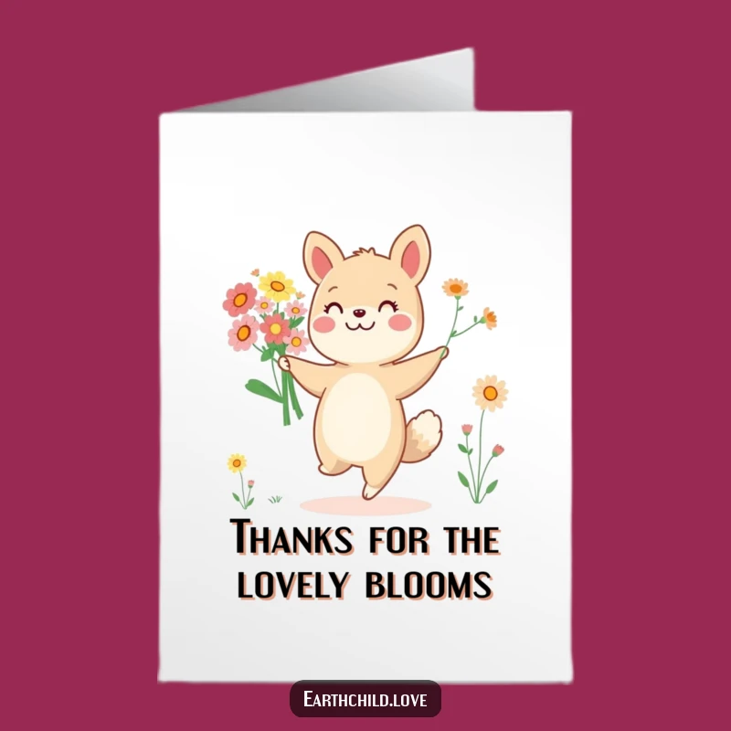 Free Printable Thank You Card: Dancing Flower Animal - Funny Downloadable Gift!