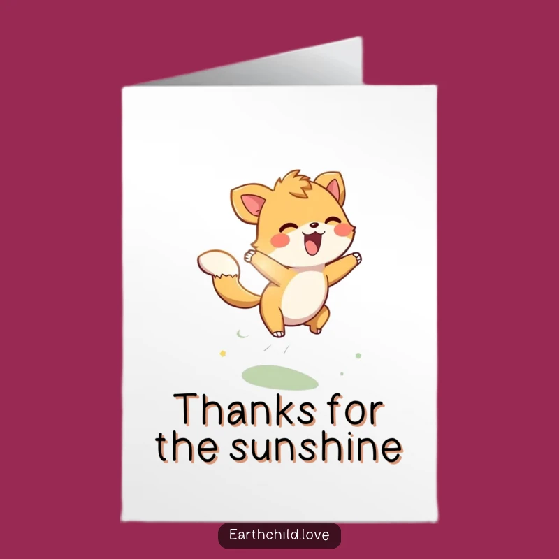 Free Printable Thank You Card: Sunbeam Leaping Animal - Funny Downloadable Gift!