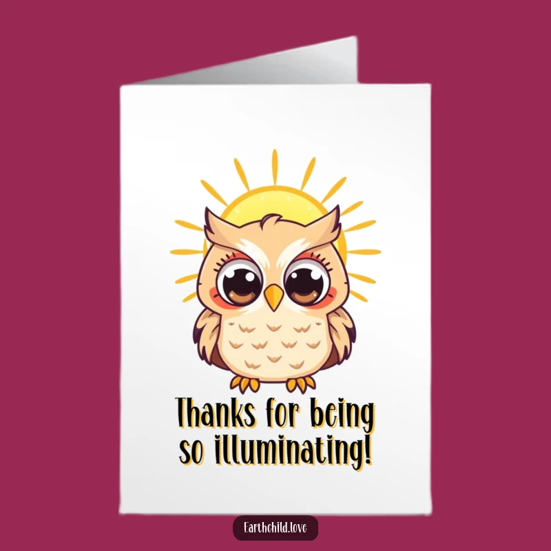 Free Printable Kawaii Owl Sun Thank You Card - Funny Downloadable Grateful Gift