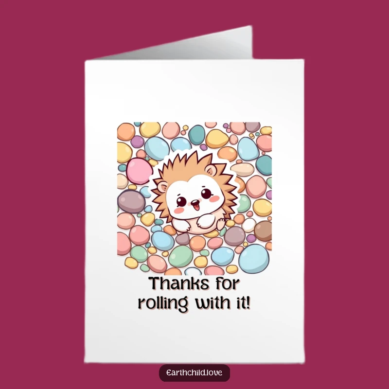 Free Printable Kawaii Hedgehog Thank You Card - Funny Downloadable Grateful Gift