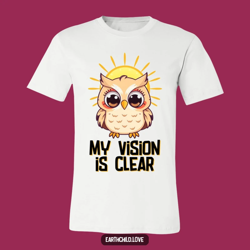 Funny Kawaii Owl Sun T-Shirt - Curious Observer Tee for Daydreamers