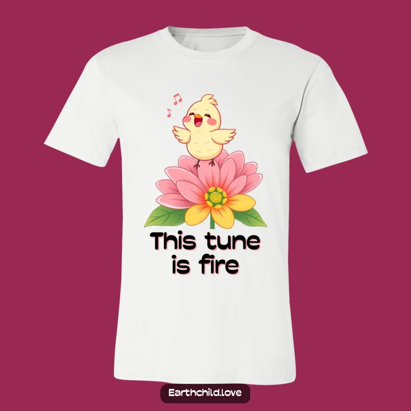 Funny Kawaii Singing Bird T-Shirt - Vibrant Flower Tee for Joyful Avian Lovers