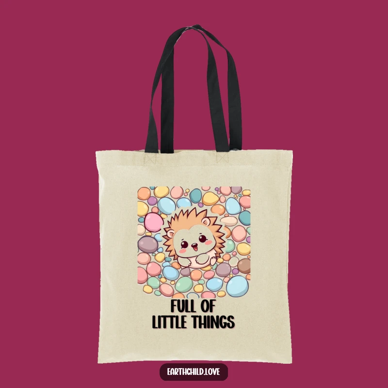 Funny Kawaii Hedgehog Tote Bag - Playful Pebble Carrier for Everyday