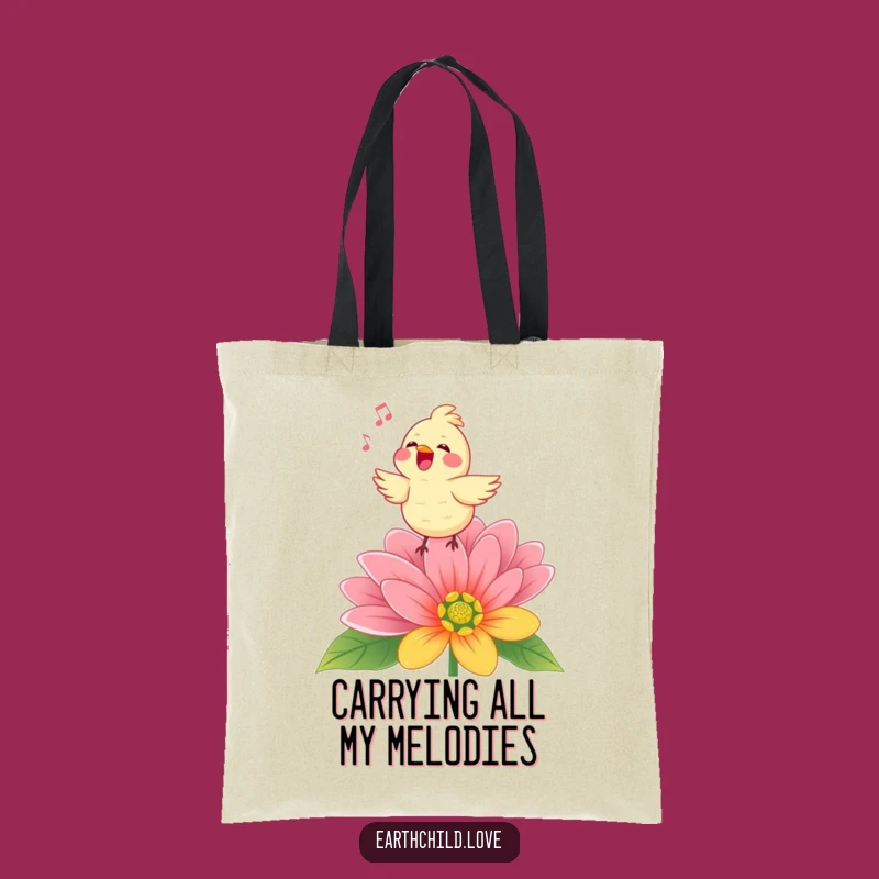 Funny Kawaii Singing Bird Tote Bag - Vibrant Flower Carry-All for Music Lovers